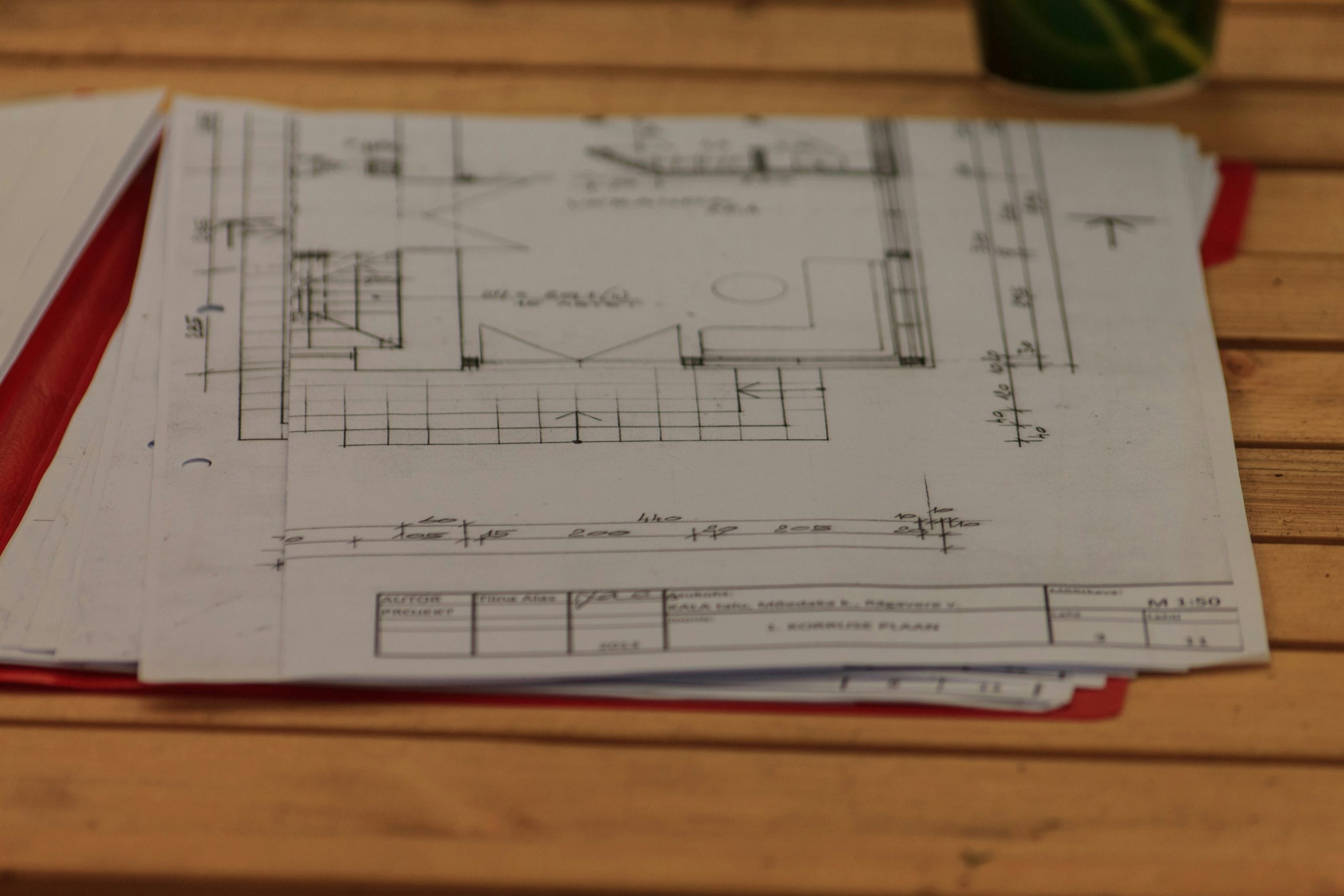 blueprint on a table